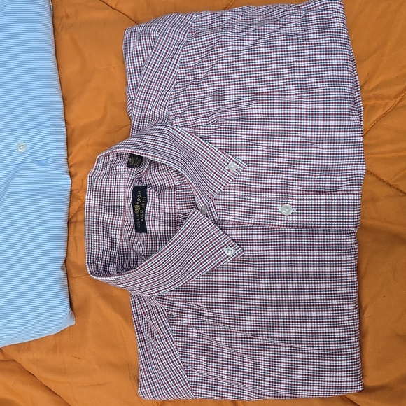 3 Club Room Regular Fit Blue Red Green Striped Button Up Shirts Size 18 34/35 - Picture 6 of 6